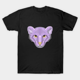 purple cheetah cartoon face T-Shirt